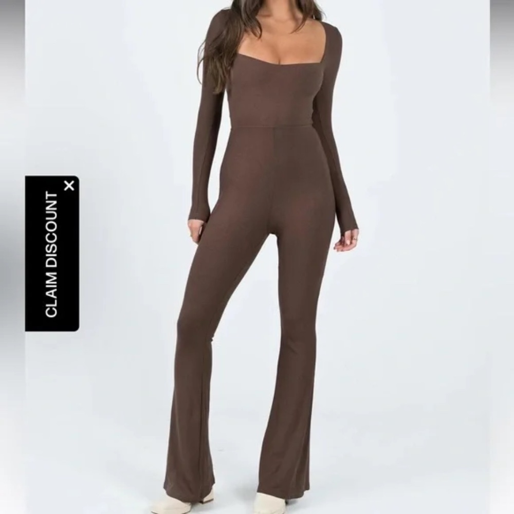 Princess Polly Devera Jumpsuit in Brown, Size 10
